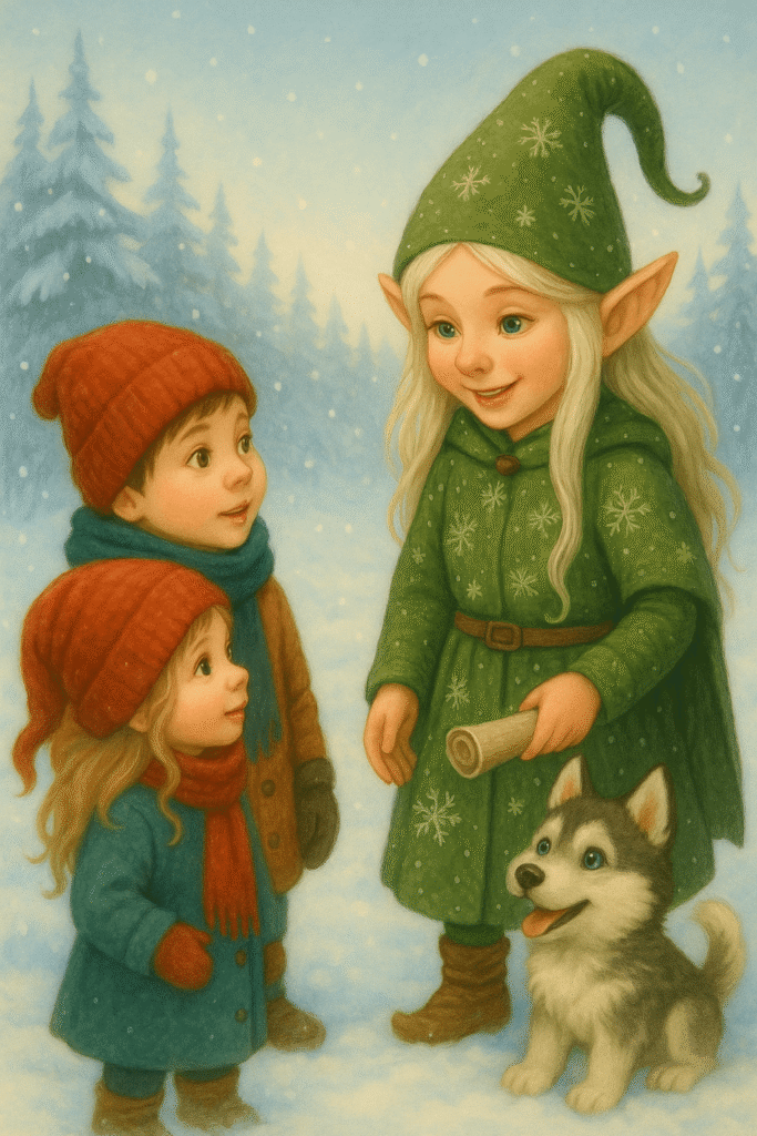 Tindra with children family activity in Lapland