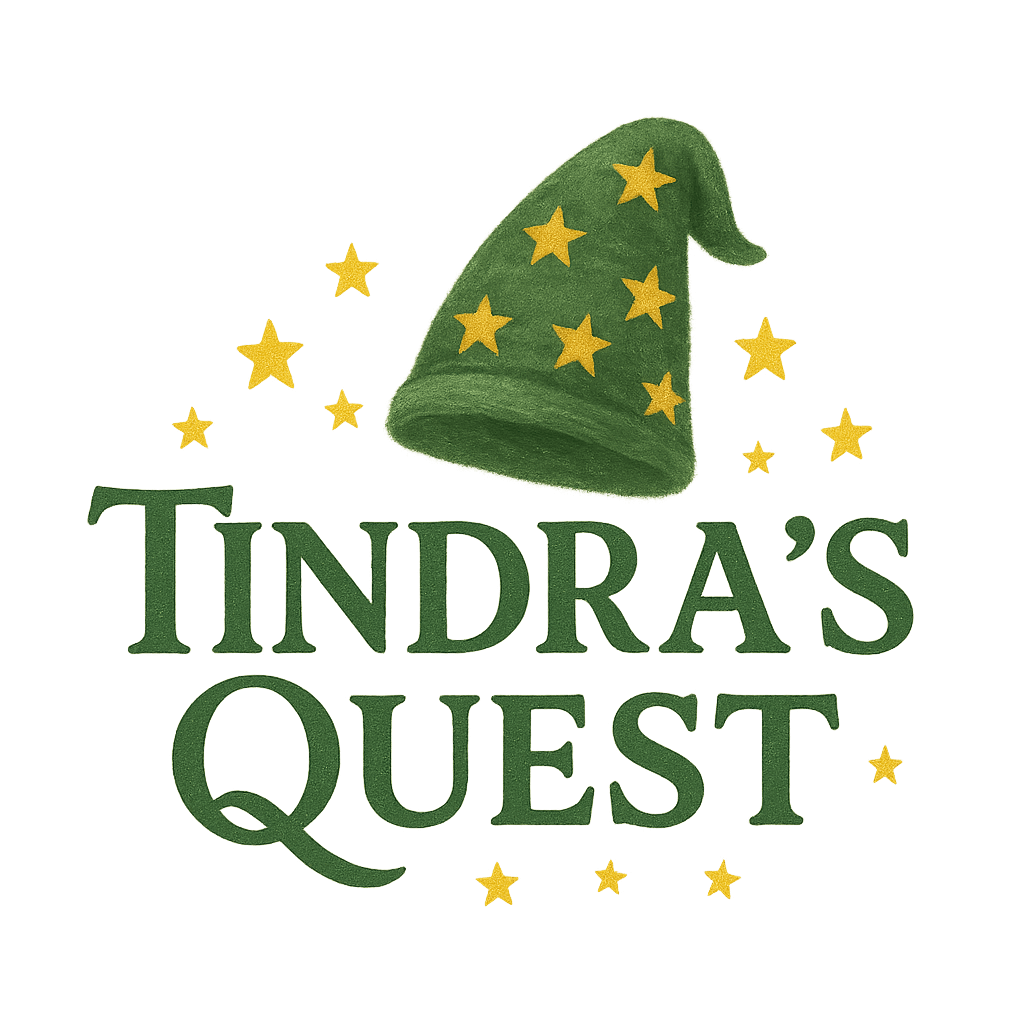 Tindras Quest Logo with hat